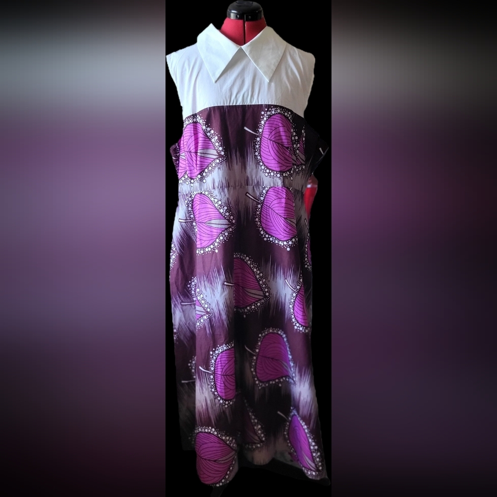 OFUURE Vibrant Purple and White Midi Dress